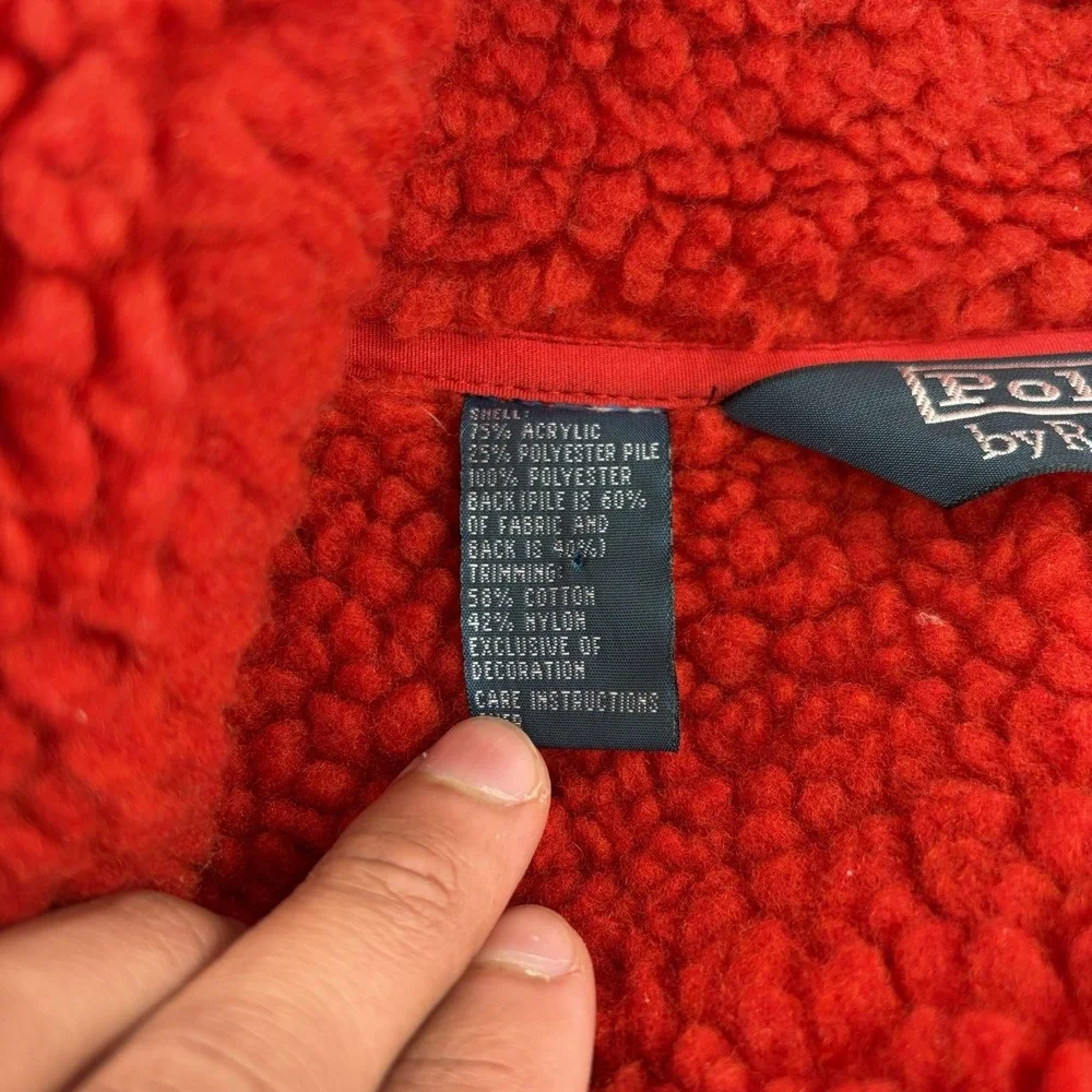 Ralph Lauren Polo Mens XLT Red‎ Full Zip Sherpa Lining Sweater Pony Heavyweight